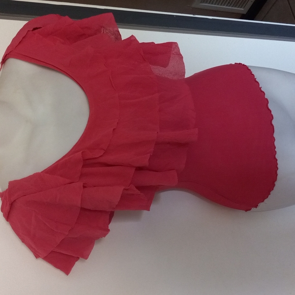 Sweet Pea Pink tired mesh top Sz. SMALL - Picture 2 of 4